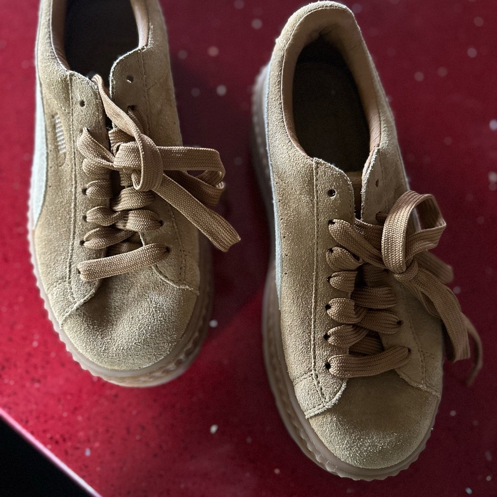 Puma Tan Suede Platform Sneakers